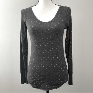 Free People Long Sleeve Scoop Neck Polka Dot Top